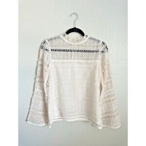 Revolve Tularosa Blouse Lace Size Small Cream Romantic Bell Sleeve Feminine Top